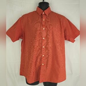 Van Heusen Men's Casual Red Button Down Short Sleeve Shirt Size Large CN-1812